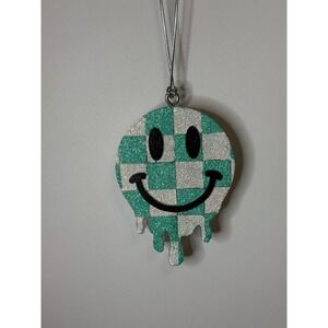 Checkered Smiley Face Car Freshie Scent Chocolate Covered Strawberries